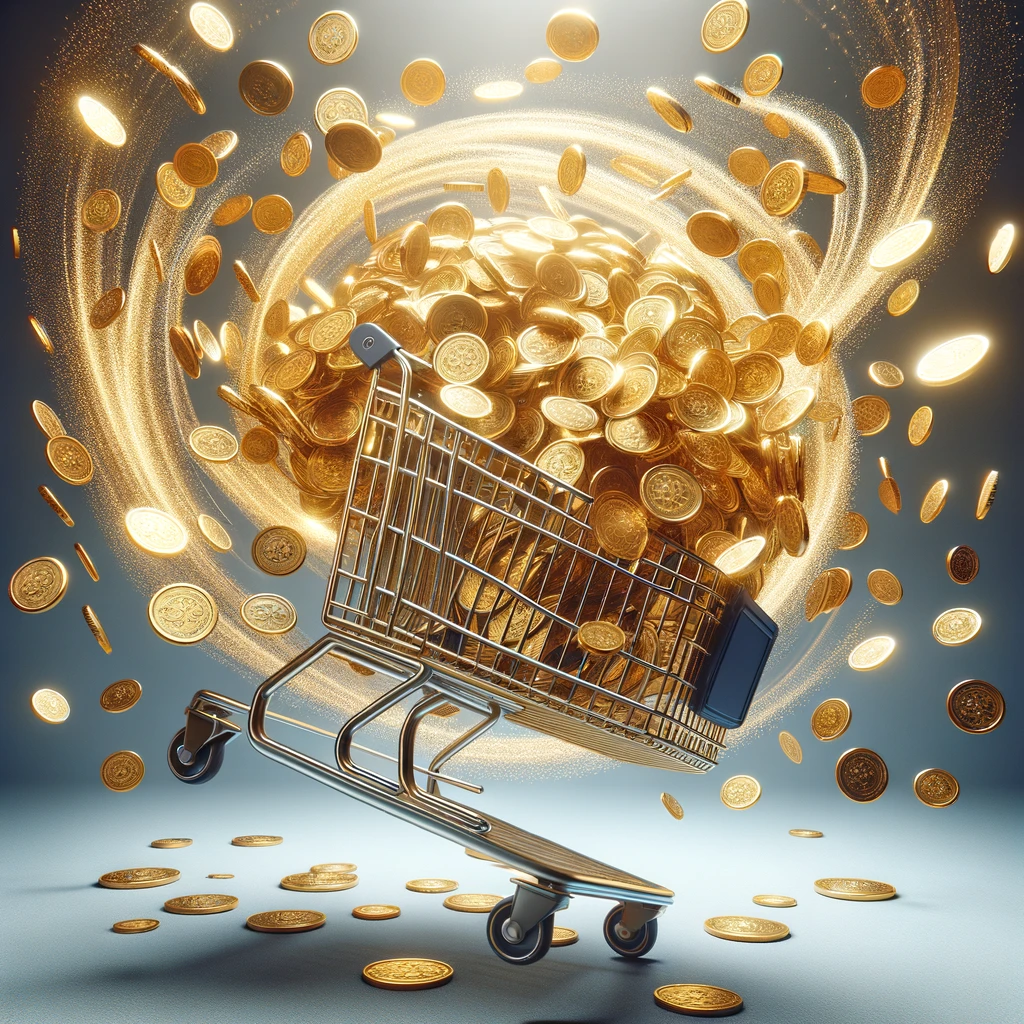 Golden shopping cart